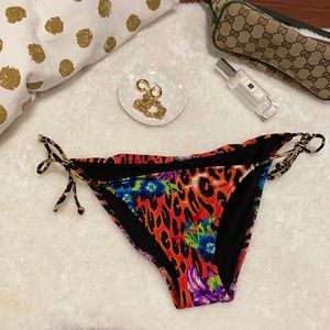 Small adjustable bikini bottom floral leopard